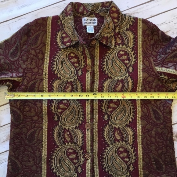 Red and Gold Art To Wear BOHO Jacket by Tantrums - Picture 8 of 8